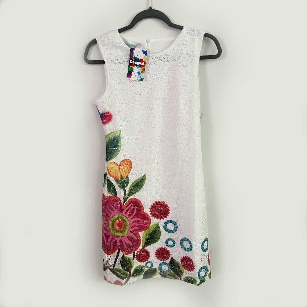 NWT Desigual white floral dress size 2 US